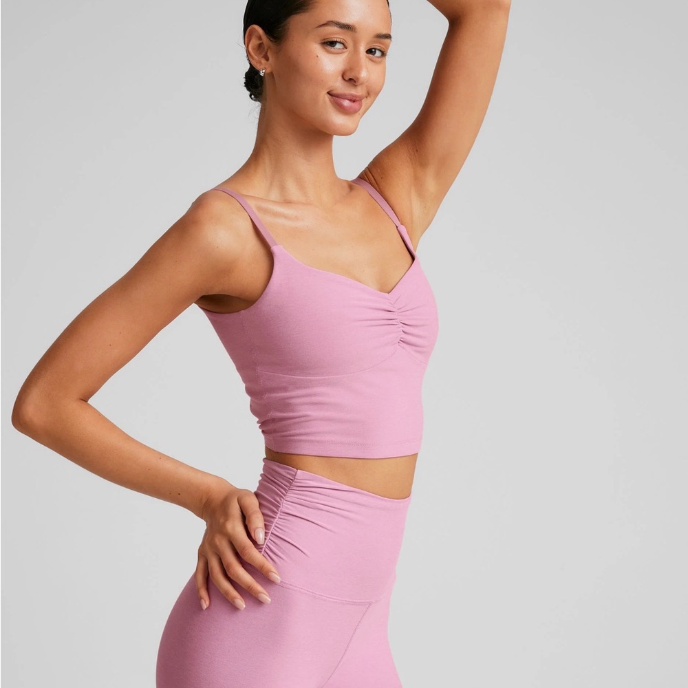 Beyond Yoga Spacedye Raise The Barre Shirred Cropped Tank